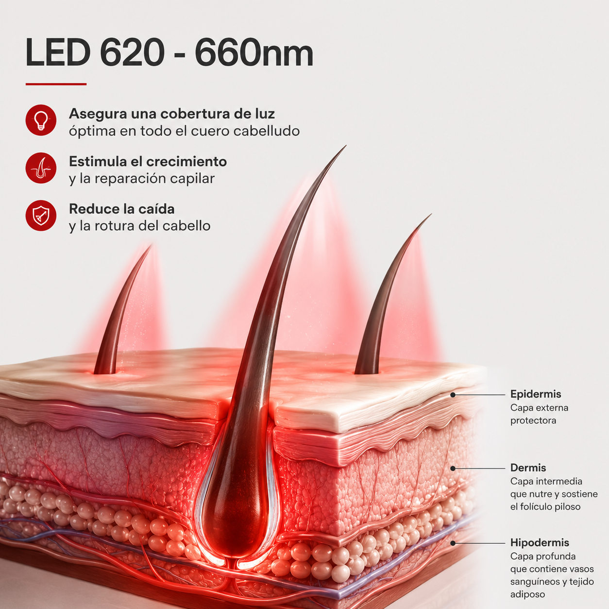 Casco LED crecimiento pelo